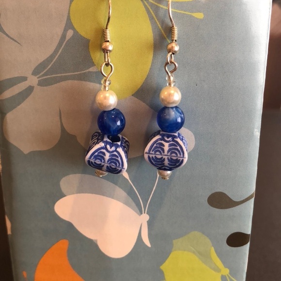 Blue French Hook Earrings - Picture 1 of 2